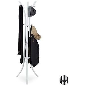 Relaxdays kapstok metaal - vrijstaande garderobe - staande kapstok - 175 cm hoog - stabiel - wit