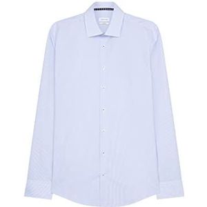 Seidensticker Heren business overhemd - strijkvrij hemd met getailleerde snit - Shaped - lange mouwen - Kent-kraag - 100% katoen, lichtblauw, 45