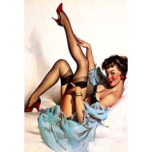 Schatzmix Pinup Sexy vrouw Strapse rode schoen erotiek metalen bord wanddecoratie 20x30 tin teken metalen bord, meerkleurig