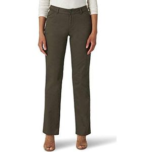 Lee Women's Misses Wrinkle Free Relaxed Fit Straight Leg Pant, Frontier Olive, 2