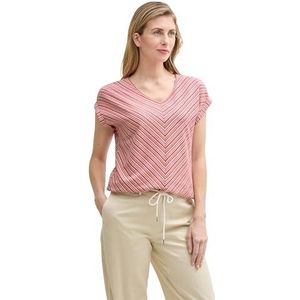 TOM TAILOR T-shirt voor dames, 38647 - Rood Beige Structure Streep, XL