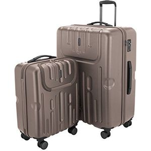 Havel - koffer, handbagage, hardshell-koffer, trolley, rolkoffer, reiskoffer, 2-delige kofferset, trolleyset, TSA, (S/L), goud, SET, set koffers