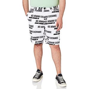 Armani Exchange Heren White Big Bold Logo bermuda shorts, Wit Big Bold-logo., 40