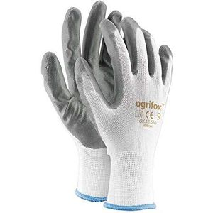 Ogrifox OX-Nitricar_Ws7 Nitril Handschoenen, Beschermende Handschoenen, Werkhandschoenen, OX.13.656, Wit-Grijs, 7 Maat, 240 Paar