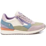 Refresh - 17263001 - Leren Sportschoenen - Beige - Plat - Veters - Ritssluiting - Casual