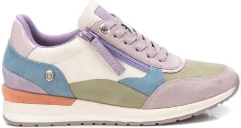 Refresh - 17263001 - Leren Sportschoenen - Beige - Plat - Veters - Ritssluiting - Casual