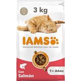 IAMS Kattenvoer droog met zalm - droogvoer voor katten van 1-6 jaar, 3 kg