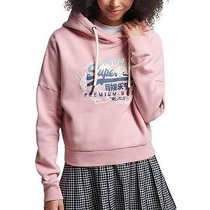 Superdry Womens Vintage VL Narrative Hood UB Hooded Sweatshirt, Soft Pink, S