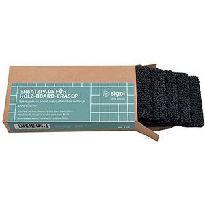 SIGEL BA121 Set van 5 Reserve microfiber strips met klittenband voor SIGEL BA120 schoolbordgum, 13 x 6 cm, zwart