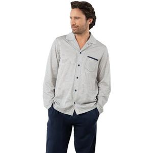Eminence Mercerise, lange pyjama, nacht voor heren, beige/marineblauw, S