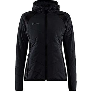 Craft ADV Explore Hybrid Jacket W, overgangsjas voor dames, XXL, zwart, lichte, gewatteerde jas met jersey-stretchinzetstukken, verstelbare capuchon, met zakken, licht windjack voor dames