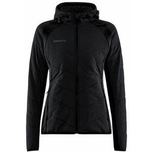 Craft ADV Explore Hybrid Jacket W, overgangsjas voor dames, XXL, zwart, lichte, gewatteerde jas met jersey-stretchinzetstukken, verstelbare capuchon, met zakken, licht windjack voor dames