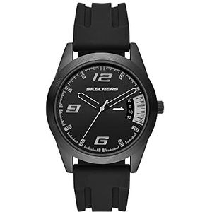 Skechers Horloge voor heren, Quartz uurwerk met siliconen, polyurethaan, lederen of roestvrij stalen band,Grafiet en zwart,43MM