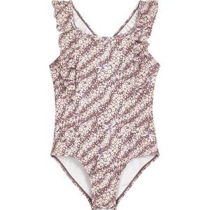 Playshoes meisjes zwempak badpak, Paarse bloem, 134-140