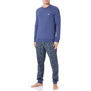 Emporio Armani Heren Men's Pattern Mix Cuffed Pajama Set (2 stuks), Camou Print/Indigo, S