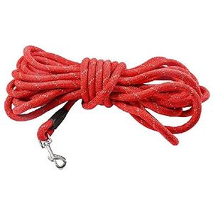 Bobby Walk Hondenlijn, 10 meter, dikte 1,2 cm, buisvormige hondenriem, duurzaam nylon, rood