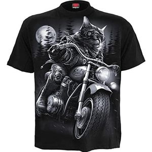 Spiral Nine Lives T-shirt zwart S 100% katoen Basics, Biker, Cats, Rock wear