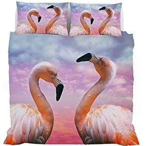 Italian Bed Linen Dekbedovertrek van microvezel met digitale print GOODNIGHT, Flamingo, tweepersoonsbed