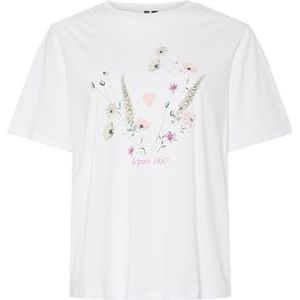 Pcflura Ss bedrukt T-shirt JRS Bc, wit (bright white), L