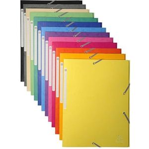 Exacompta - Ref. 17100H - Pak van 10 elastische mappen - Maxi-capaciteit insteekhoezen - in glanzend karton - afmetingen 24 x 32 cm voor documenten in A4-formaat - 12 verschillende kleuren