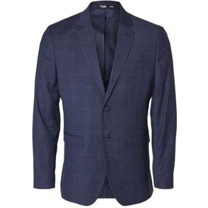 SELECTED HOMME Mannelijke blazer slim fit geruit, Donkerblauw, 106