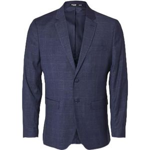 SELECTED HOMME Mannelijke blazer slim fit geruit, Donkerblauw, 106