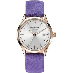 Orphelia Fashion analoog kwartshorloge voor dames, suède, met leren armband, lila, Riemen.