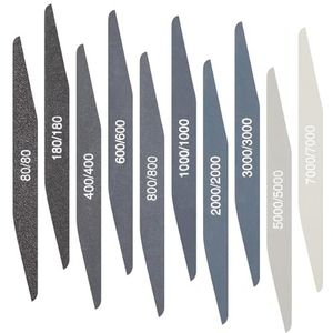 Honoson 10 stuks polijststokken voor kunststof modellen, verschillende korrels, schuurstaafjes, handwerk, polijststaaf, metaal, hout, schuurgereedschap (lage korrel, dubbele hoekvorm)