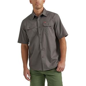 Wrangler Authentics Klassiek geweven overhemd met korte mouwen voor heren, Dark Gull Grey, S