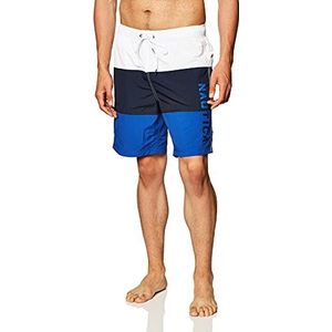 Nautica Heren Quick Dry Classic Logo Tri-Block Series Swim Trunk Zwembroek, Helder kobaltblauw, S