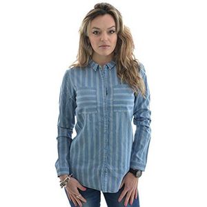 edc by ESPRIT Dames Losse Fit Shirt Stripe Denim, blauw (Blue Colourway), M