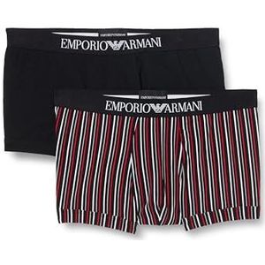 Emporio Armani Heren stretch katoen klassiek patroon mix 2-pack kofferbak, rode strepen print/zwart, M, Rode Strepen Print/Zwart, M