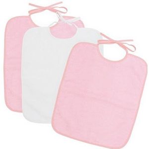 Ti-Tünn slabbetje, waterdicht, 33 x 36 cm, 90% katoen, 10% polyester, slabbetjes voor baby's vanaf 1 jaar, gesp, sluitband, zonder kunststof, effen (wit en roze), 320 g/m²