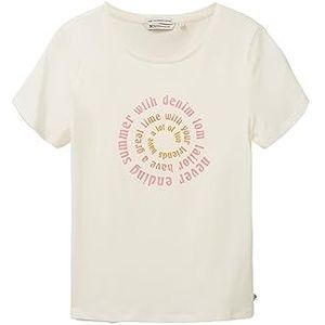 TOM TAILOR Denim Dames T-shirt met print, 10348 - Gardenia White, XXL