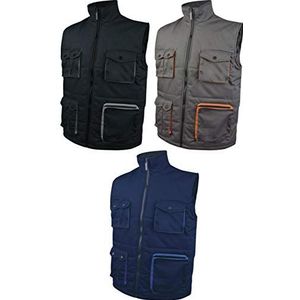 Deltaplus Stocknoxx Mach 2 vest met veel zakken, polyester/katoen, zwart-grijs, maat XXL