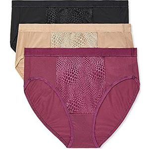 Warner's Vrouwen Blissful Voordelen Tummy Smoothing Hi-Cut Panty Ondergoed, Amarant / geroosterde amandel/zwart, XXL
