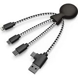 Xoopar XP71024.21WT Multi USB Kabel 4 in 1 USB Lightning kabel Eco Vriendelijk en Biologisch Afbreekbaar Universele USB-lader voor Smartphone - Zwart Mister Bio