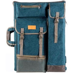 TRANSON Canvas rugzak voor kunstenaarsportfolio, groot, 66 x 49,5 cm, groen/turquoise, 26 Inch x 19.5 Inch, Enkele rugzak