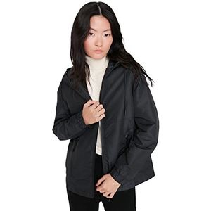 Trendyol Dames capuchon effen normale winterjas jas, zwart, L, Zwart, L