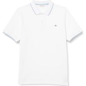 GANT Uniseks gestreepte polo pique rugger poloshirt voor kinderen, wit, 176