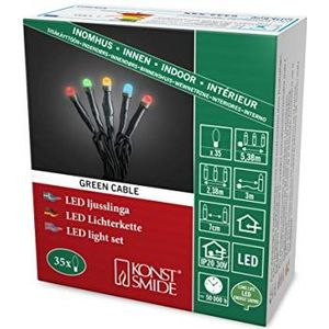 Konstsmide Micro LED lichtsnoer, mat gelast, 35 kleurrijke diodes, 30V interne transformator, donkergroene kabel - 6342-520