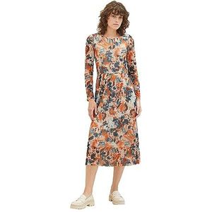 TOM TAILOR Damesjurk van mesh met patroon, 32367-grey Orange Tie Dye Floral, 40