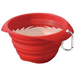 Kurgo Collaps-a-Bowl, opvouwbare hondenvoer en waterreisschaal, BPA-vrij, inclusief karabijnhaak, rood
