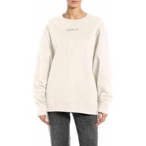 REPLAY Oversized sweatshirt voor dames van katoen, 300 Winter White, L