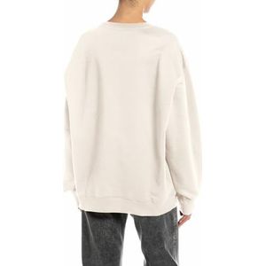 REPLAY Oversized sweatshirt voor dames van katoen, 300 Winter White, L