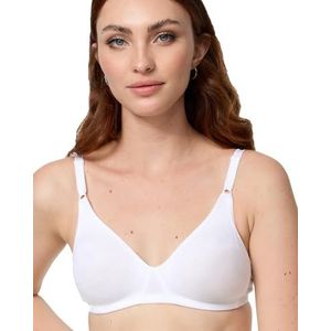 Nur Die Katoenen beha, beugelloze dubbellaagse softcup-beha, zacht, comfortabel, onzichtbaar, naadloos onder de kleding voor dames, wit, 90B