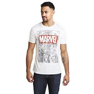 Marvel Mono Comic T-shirt voor heren, Kleur: wit, L