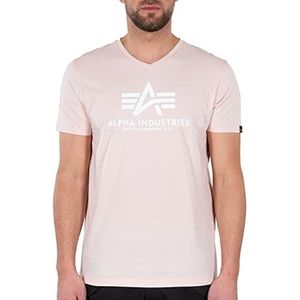 ALPHA INDUSTRIES Basic T-shirt met V-hals voor heren, korte mouwen, Pale Peach, XL