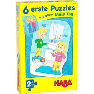 HABA 305235-6 eerste puzzels - Mein Tag, puzzel vanaf 2 jaar met extra grote stukjes en houten figuur om vrij te spelen