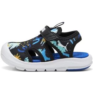 PUMA Uniseks Baby Fun Racer sandaal AOP V Inf glijdend, Puma Veelkleurig (Zwart Vivid Blue), 19 EU